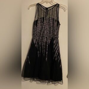 Emily West Black and Silver Sequin Fit and Flare Dress